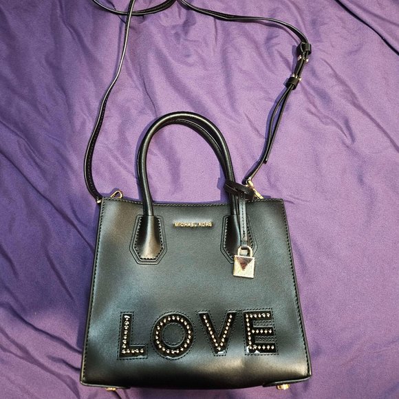 MICHAEL Michael Kors Black Crossbody Bag with LOVE Detail - Picture 1 of 6